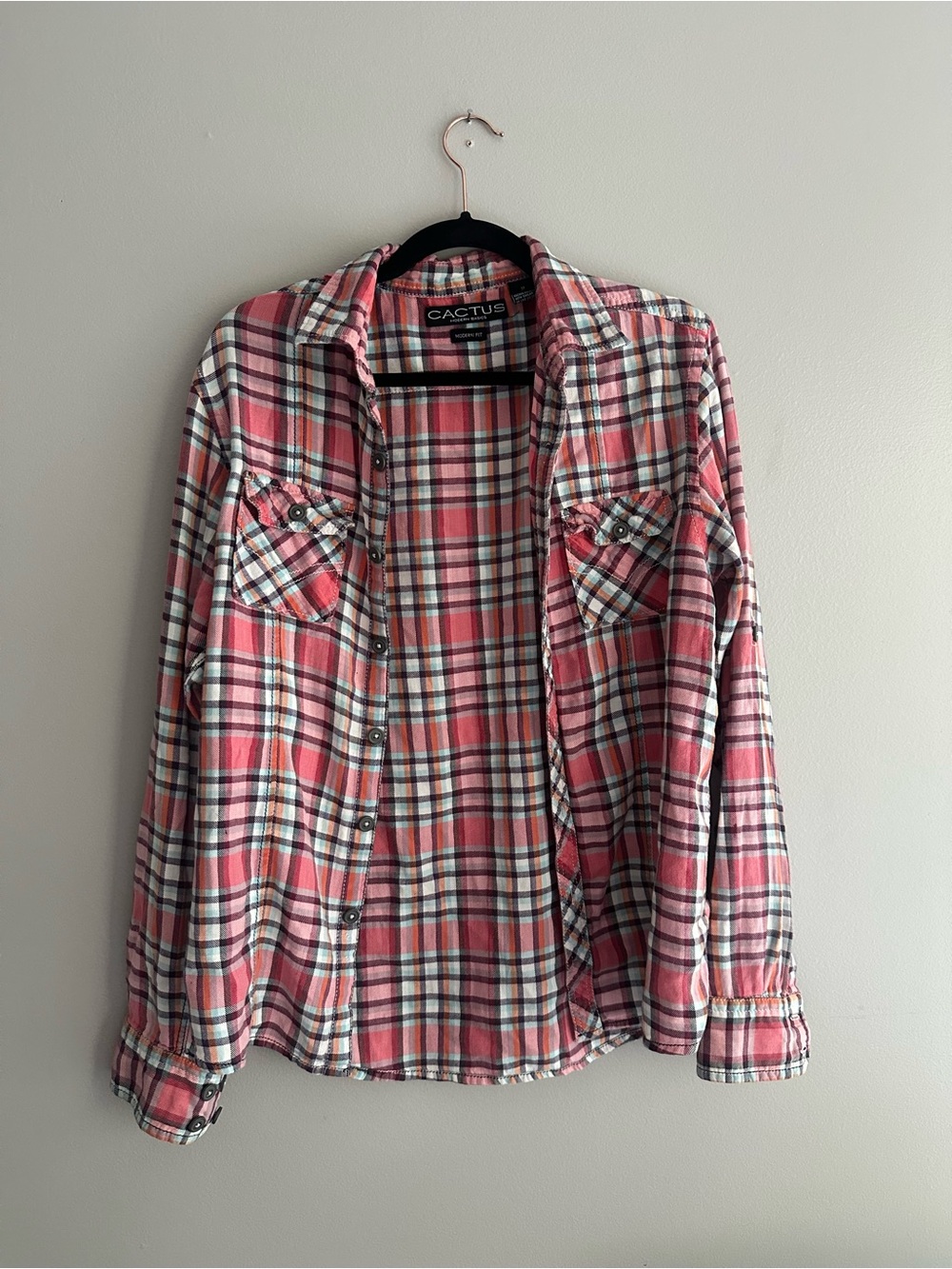 Cactus Pink Plaid Flannel Shirt Jacket